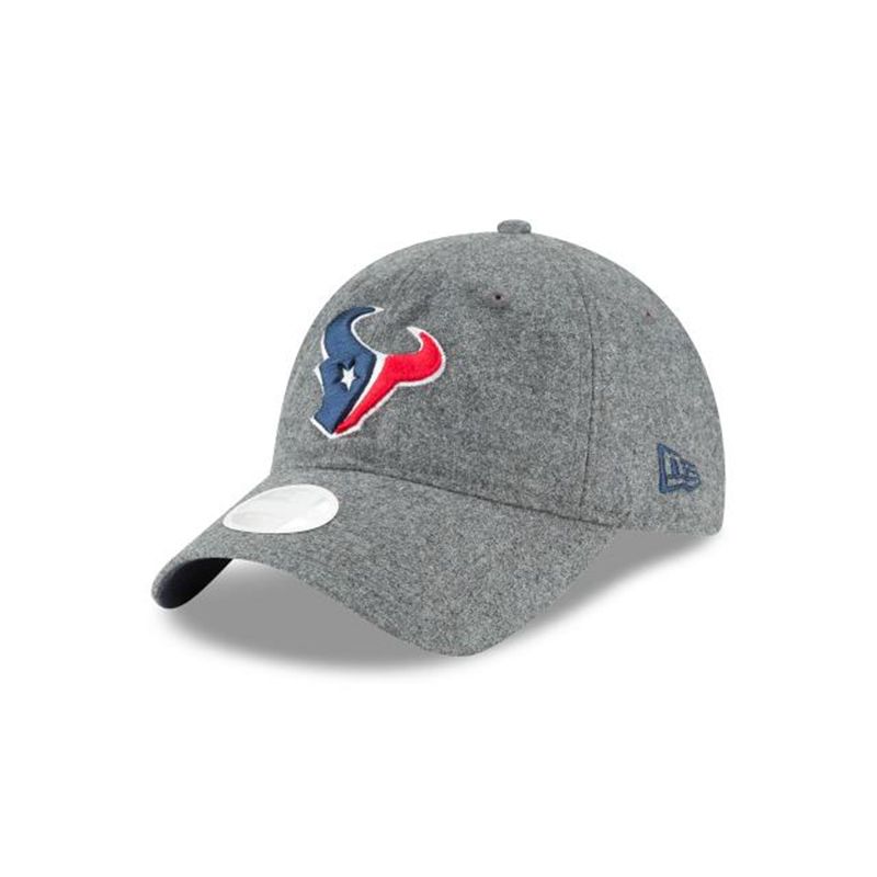 NFL Houston Texans Womens Melton Wool 9Twenty Adjustable (XCS3383) - Grey New Era Caps